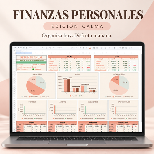 Plantilla de finanzas personales en Google Sheets, Edición Calma